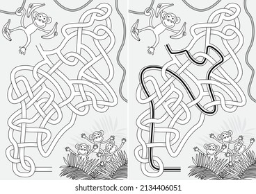Maíz de mono para niños con solución en blanco y negro