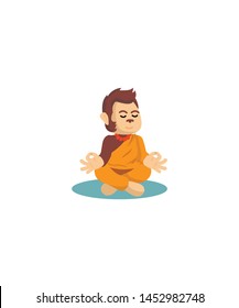 Monkey Meditating Vector Isolate White