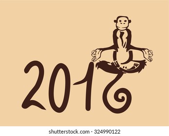 Monkey in meditation symbol 2016.