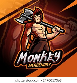 Diseño del logotipo de la mascota de exportación mercenaria mono