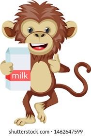 Mono con leche, ilustración, vector sobre fondo blanco.