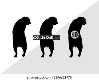 Monkey Monogram Vector Illustration Silhouette