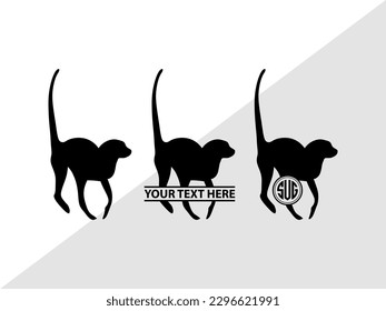 Monkey Monogram Vector Illustration Silhouette