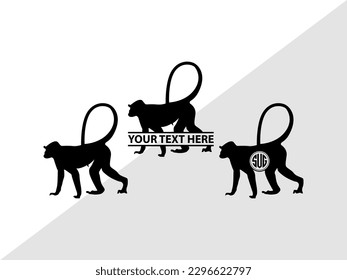 Monkey Monogram Vector Illustration Silhouette