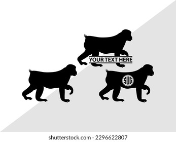 Monkey Monogram Vector Illustration Silhouette