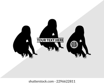 Monkey Monogram Vector Illustration Silhouette