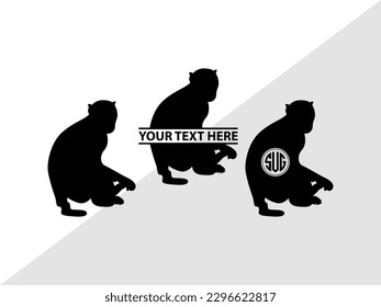 Monkey Monogram Vector Illustration Silhouette