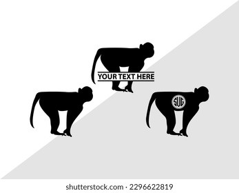 Monkey Monogram Vector Illustration Silhouette