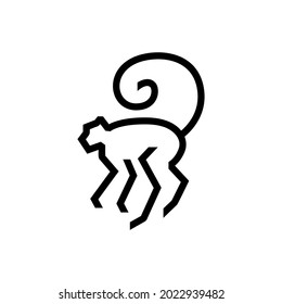 monkey monoline outline long tail logo vector icon illustration