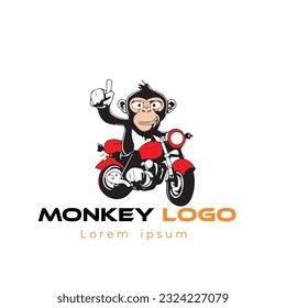 Monkey Motorcycle Logo. Black and White Color Victor 10 eps Download