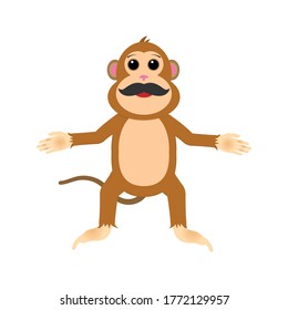 Monkey with moustache standing still vector illustration