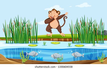 A monkey in nature illustration
