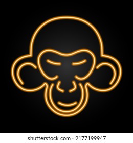 monkey neon sign, modern glowing banner design, colorful modern design trends on black background. Vector illustration.