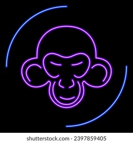 signo de neón mono, diseño moderno de pancartas brillantes, coloridas tendencias de diseño moderno sobre fondo negro. Ilustración vectorial.