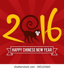 Monkey New Year 2016 Vector Template