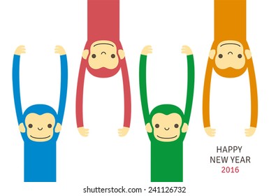 Monkey, new year card/ vector illustration