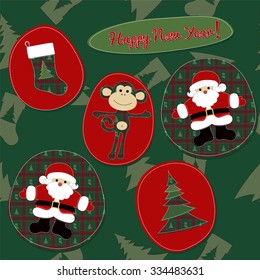 Monkey New Year patchwork illustration