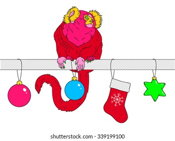 Monkey New Year pop art. Vector illustration