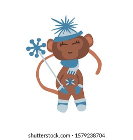 Monkey in new year style. Christmas monkey