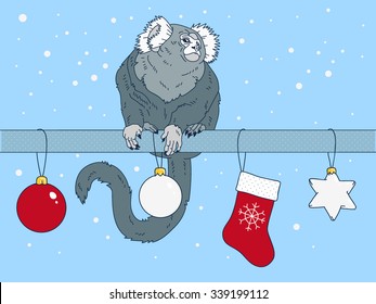 Monkey New Year. Vector illustration