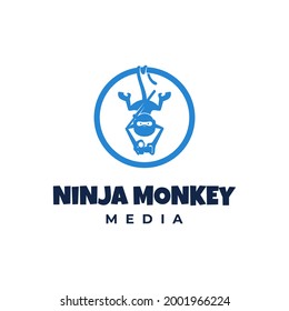 Monkey Ninja Media logo illustration design template. suitable for your brand company.
