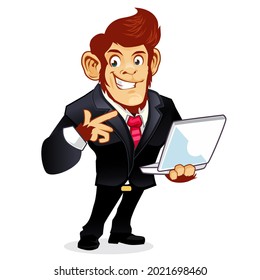 monkey officer mascot cartoon in vector 