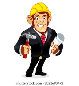 monkey officer mascot cartoon in vector 