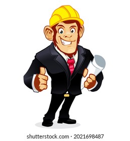 monkey officer mascot cartoon in vector 