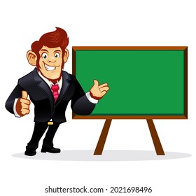 monkey officer mascot cartoon in vector 