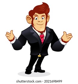 caricatura de mascota de oficial de monos en vector 