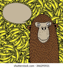 monkey on banana background