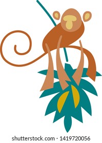 Monkey on a branch with bananas