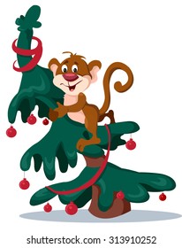 Monkey on a Christmas tree