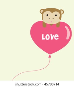 Monkey on love balloon