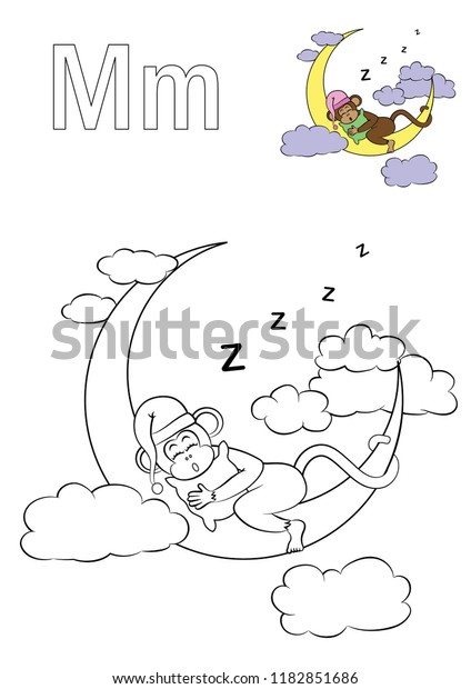 Monkey On Moon Vector Coloring Book Stock Vector (Royalty Free) 1182851686 | Shutterstock
