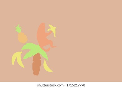 monkey on a palm tree on a beach