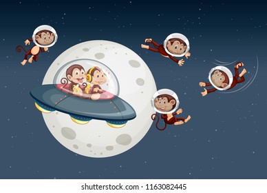Monkey on the sky illustration