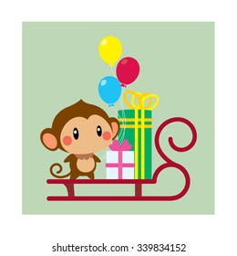 Monkey on Sleigh