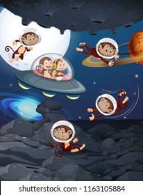 Monkey on the space illustration