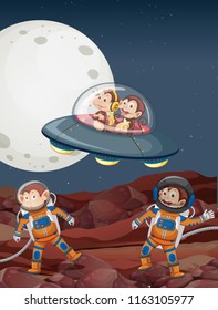 Mono en la ilustración espacial