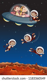 Mono en la ilustración espacial