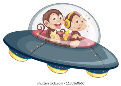 Monkey on the UFO illustration