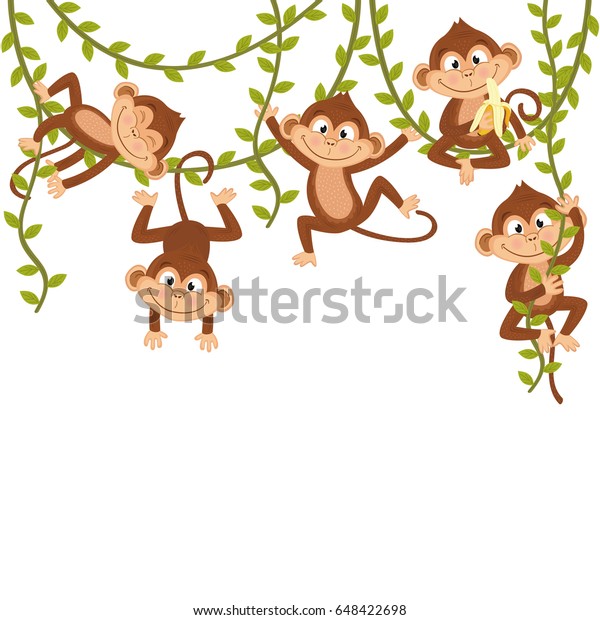 monkey on vine  -\
vector illustration,\
eps\
