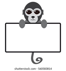 Monkey on white background. Vector illustration.