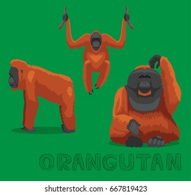 Monkey Orangutan Cartoon Vector Illustration