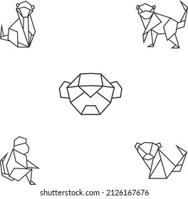 Monkey Origami Geometric Image, Vector