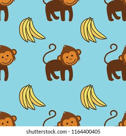 monkey ornament seamless pattern. vector illustration