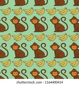 monkey ornament seamless pattern. vector illustration