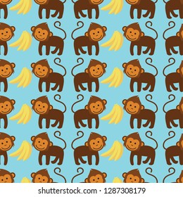 monkey ornament seamless pattern. vector illustration