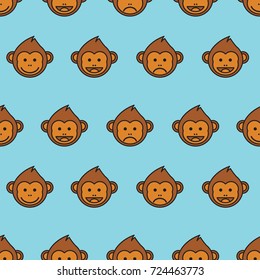 monkey ornament seamless pattern. vector illustration